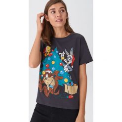 Koszulka Looney Tunes - Szary. Szare koszulki damskie House, s, bez wzorów, bez kołnierzyka, bez rękawów. Za 39,99 zł.