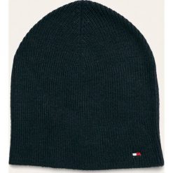 Tommy Hilfiger - Czapka. Czarne czapki damskie TOMMY HILFIGER, na zimę, bez wzorów, z bawełny. Za 169,90 zł.