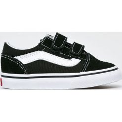 Vans - Tenisówki dziecięce Old Skool V. Czarne trampki chłopięce Vans, bez wzorów, ze skóry, bez zapięcia. Za 159,90 zł.