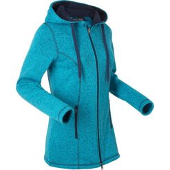 Bluza rozpinana dzianinowa z polaru, długi rękaw bonprix ciemnoturkusowy melanż. Fioletowe bluzy damskie bonprix, bez wzorów, z dzianiny, z długim rękawem, długie, bez kaptura. Za 129,99 zł.
