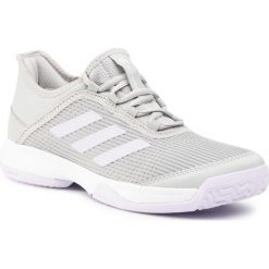Buty adidas - adizero Club K EH1107 Gretwo/Prptnt/Ftwwht. Szare buty sportowe damskie Adidas, bez wzorów, ze skóry ekologicznej, sportowe, tenisowe. W wyprzedaży za 129,00 zł.