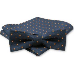 Elegancka Mucha Męska - Alties - Granat w Żółte Grochy MUALTS0169. Niebieskie muszki męskie Alties, na imprezę, w paski, eleganckie. Za 40,00 zł.