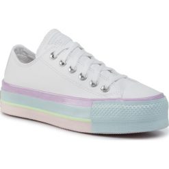 Trampki CONVERSE - Ctas Lift Ox 566156C White/Lilac Mist/Polar Blue. Białe trampki i tenisówki damskie Converse, bez wzorów, z gumy, bez zapięcia. W wyprzedaży za 259,00 zł.