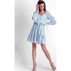 Niebieska Zwiewna Szyfonowa Sukienka w Stylu Boho. Niebieskie sukienki dziewczęce marki Molly.pl, w paski, z szyfonu, boho, z krótkim rękawem, długie, mini, rozkloszowane. W wyprzedaży za 215,01 zł.