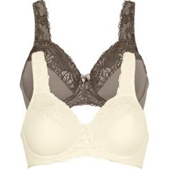 Biustonosz minimizer na fiszbinach (2 szt.) bonprix w kolorze szampana + brunatny. Brązowe biustonosze bonprix, bez wzorów. Za 75,98 zł.