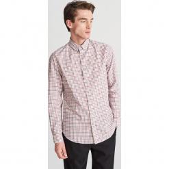 Koszula w kratę slim fit - Brązowy. Brązowe koszule męskie slim marki Reserved, m. Za 119,99 zł.