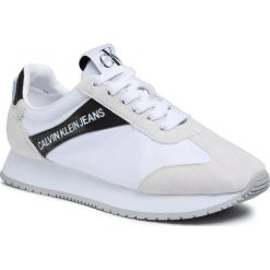 Sneakersy CALVIN KLEIN JEANS - Jill R8527 White/Black. Białe półbuty damskie Calvin Klein Jeans, z jeansu. W wyprzedaży za 299,00 zł.