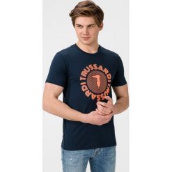 Trussardi Jeans Koszulka Niebieski. Niebieskie podkoszulki męskie Trussardi Jeans, xxl, z nadrukiem, z bawełny, z krótkim rękawem. Za 269,95 zł.