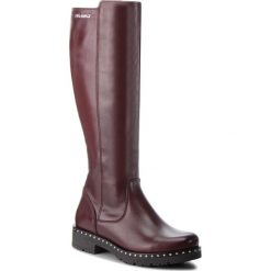 Oficerki EVA MINGE - Aldaya 4AW 18SM1372552EF 134. Czerwone kozaki damskie Eva Minge, ze skóry ekologicznej, przed kolano, na wysokim obcasie, bez zapięcia. W wyprzedaży za 389,00 zł.