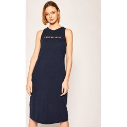 Sukienka letnia Tommy Jeans Sleeveless Logo DW0DW07907. Białe sukienki damskie Tommy Jeans, na lato, m, bez wzorów, z bawełny, bez kołnierzyka, bez rękawów. W wyprzedaży za 189,00 zł.
