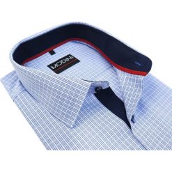Koszula w niebieską kratkę MA1. Niebieskie koszule męskie Modini Moda Męska, m, w kratkę, z bawełny, casualowe, bez kołnierzyka, z długim rękawem. Za 125,10 zł.