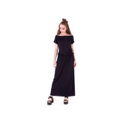 Sukienka Maxi z krótkim rękawem Granatowa. Niebieskie sukienki damskie Sthorm, uniwersalny, bez wzorów, z bawełny, bez kołnierzyka, z długim rękawem, długie, mini. Za 199,20 zł.