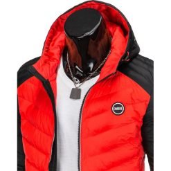 KURTKA MĘSKA PRZEJŚCIOWA PIKOWANA C366 - CZERWONA/CZARNA. Czerwone kurtki męskie Ombre Clothing, s, bez wzorów, z poliesteru, bez kaptura. Za 59,00 zł.