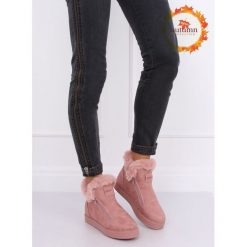 Trampki za kostkę z futerkiem różowe W19-29 PINK. Różowe mokasyny damskie FunKee.pl, bez wzorów, ze skóry ekologicznej, za kostkę, na zamek. Za 98,99 zł.