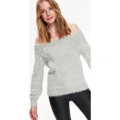 Sweter długi rękaw damski dopasowany. Szare swetry damskie Top Secret, na zimę, bez wzorów, z dzianiny, z długim rękawem, długie, bez kaptura. W wyprzedaży za 59,99 zł.