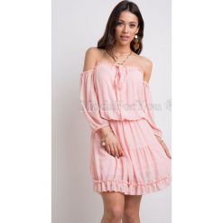 Sukienka Niki Pink. Różowe sukienki damskie Modaforyou, na co dzień, s, w paski, z elastanu, bez kołnierzyka, bez rękawów. Za 89,00 zł.