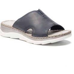Klapki MARCO TOZZI - 2-27503-22 Navy 805. Niebieskie klapki damskie marki Marco Tozzi, bez wzorów, ze skóry, bez obcasa. Za 159,90 zł.