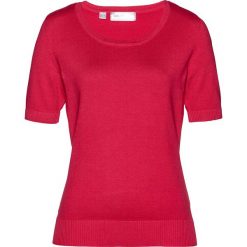 Sweter, krótki rękaw bonprix czerwień granatu. Czerwone swetry damskie bonprix, bez wzorów, z krótkim rękawem, krótkie, bez kaptura. Za 49,99 zł.