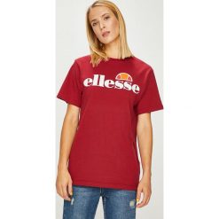 Ellesse - Top. Brązowe bluzki damskie marki Ellesse, z nadrukiem, z bawełny, z okrągłym kołnierzem, z krótkim rękawem. Za 99,90 zł.