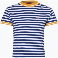 Tommy Jeans - T-shirt damski, niebieski. Niebieskie t-shirty damskie Tommy Jeans, l, w paski, z jeansu, z kontrastowym kołnierzykiem. Za 99,95 zł.