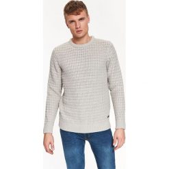 Sweter długi rękaw męski. Szare swetry męskie Top Secret, m, bez wzorów, z dzianiny, z okrągłym kołnierzem, bez kaptura. W wyprzedaży za 59,99 zł.