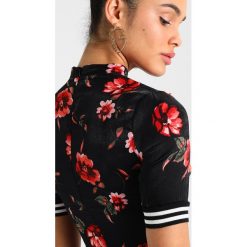 Sukienki: Missguided FLORAL HIGH NECK MINI DRESS WITH SLEEVE STRIPES Sukienka letnia black