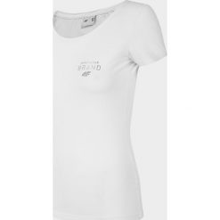 T-shirt damski TSD003 - biały. Białe t-shirty damskie 4f, bez wzorów, bez kołnierzyka. Za 39,99 zł.