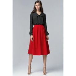 Czerwona Modna Rozkloszowana Spódnica Midi. Czerwone spódniczki damskie Molly.pl, s, bez wzorów, z tkaniny, długie, midi, rozkloszowane. Za 108,90 zł.