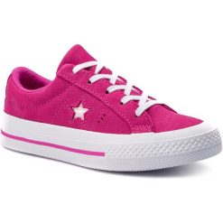 Tenisówki CONVERSE - One Star Ox 663588C Active Fuchsia/Active Fuchsia. Różowe trampki dziewczęce Converse, bez wzorów, ze skóry, na sznurówki. W wyprzedaży za 189,00 zł.