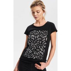 T-shirt z błyszczącym nadrukiem - Czarny. Czarne t-shirty damskie Reserved, s, z nadrukiem, bez kołnierzyka. Za 59,99 zł.