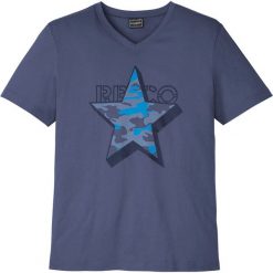T-shirt Slim Fit bonprix indygo z nadrukiem. Niebieskie koszulki męskie bonprix, s, z nadrukiem, bez kołnierzyka. Za 37,99 zł.