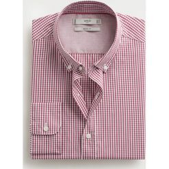 Mango Man - Koszula Vichy. Brązowe koszule męskie Mango Man, s, bez wzorów, z bawełny, casualowe, button down, z długim rękawem. W wyprzedaży za 69,90 zł.