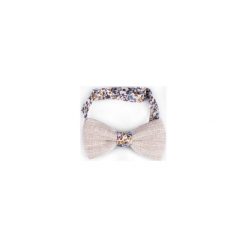 MUCHA LNIANA GOTOWA CREME FLOWERS. Brązowe muszki męskie marki R3s men's accessories, bez wzorów, ze lnu. Za 54,00 zł.