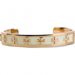 Bransoletka TORY BURCH - Enamel Raised Logo Cuff 37676 New Ivory/Tory Gold 119. Brązowe bransoletki męskie Tory Burch, metalowe. Za 559,00 zł.