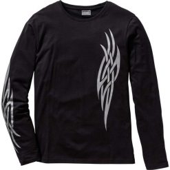 Shirt z długim rękawem bonprix czarny. Czarne koszulki męskie bonprix, s, z nadrukiem, bez kołnierzyka, z długim rękawem, długie. Za 44,99 zł.