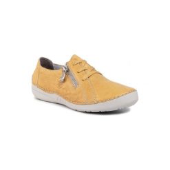 RIEKER 52511-68. Żółte półbuty damskie Rieker, ze skóry. Za 259,99 zł.