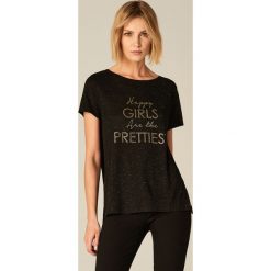 T-shirty damskie: Koszulka ze zdobionym napisem – Czarny