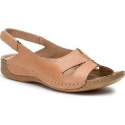 Sandały LASOCKI - 1980-09 Camel 1. Pomarańczowe klapki damskie Lasocki, bez wzorów, ze skóry, bez obcasa. Za 129,99 zł.