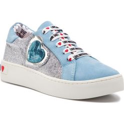 Sneakersy LOVE MOSCHINO - JA15133G17IG170A Azzurro/Arge. Szare półbuty damskie Love Moschino, na co dzień, z aplikacjami, z zamszu, bez obcasa, na płaskiej podeszwie, bez zapięcia. W wyprzedaży za 549,00 zł.