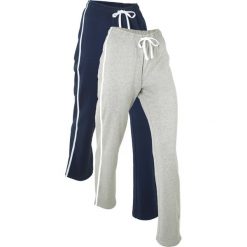 Spodnie dresowe (2 pary), długie, Level 1 bonprix ciemnoniebieski + jasnoszary melanż. Niebieskie spodnie sportowe damskie marki bonprix, melanż, z dresówki. Za 59,98 zł.