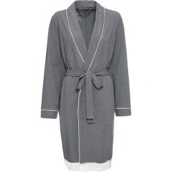 Szlafrok z dzianiny shirtowej bonprix szary melanż. Szare szlafroki damskie bonprix, w paski, z dzianiny, bez rękawów, bez kaptura. Za 84,99 zł.