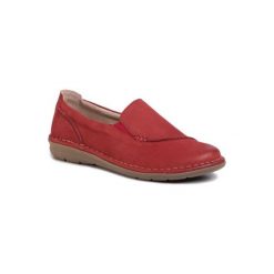 GO SOFT EPOKA-08 Czerwony. Czerwone półbuty damskie GO SOFT, bez wzorów, ze skóry, bez obcasa, bez zapięcia. Za 159,99 zł.