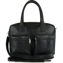 Torebki klasyczne damskie: Skórzana torebka w kolorze czarnym – 37 x 26 x 13 cm