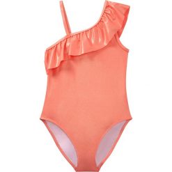 Kostium kąpielowy dziewczęcy bonprix łososiowy z brokatowym połyskiem. Pomarańczowe stroje kąpielowe dziewczęce bonprix, bez wzorów. Za 44,99 zł.