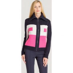 KARDIGAN ELISABETTA FRANCHI. Niebieskie swetry damskie Elisabetta Franchi, bez wzorów, z materiału, bez rękawów, bez kaptura. Za 1034,50 zł.