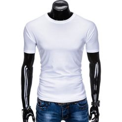 T-shirt męski bez nadruku S883 - biały. Białe t-shirty męskie Ombre Clothing, s, z nadrukiem, bez kołnierzyka. Za 19,99 zł.