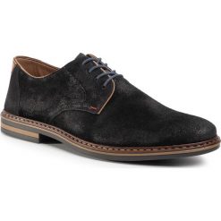 Półbuty RIEKER - B1408-00 Schwarz. Czarne półbuty męskie Rieker, z zamszu, eleganckie. Za 299,00 zł.