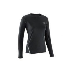 Koszulka do biegania długi rękaw RUN SUN PROTECT damska. Czarne t-shirty damskie marki KALENJI, s, z poliesteru. Za 29,99 zł.