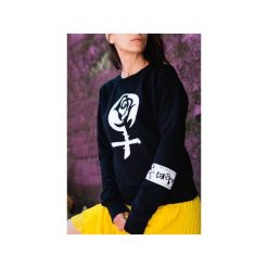 Bluza crewneck czarna "Logo Set White". Czarne bluzy damskie s, z nadrukiem, z bawełny. Za 288,00 zł.