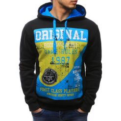 Bluzy męskie: Bluza męska z kapturem czarna (bx1767)